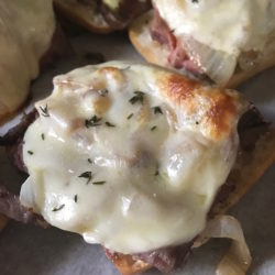 Open-face Prime Rib Sandwiches with Black Peppercorn Aioli