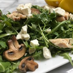 Arugula w Chicken, Feta and Caramelized Mushrooms