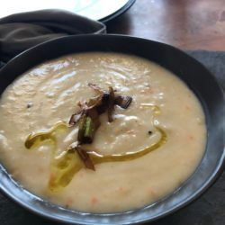 Potato Soup with Fried Leeks